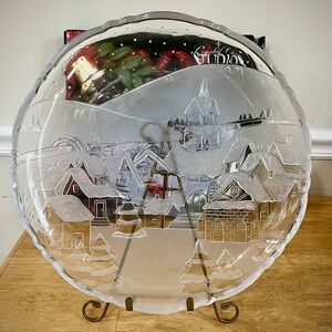 Charming Holiday Village Glass Plate